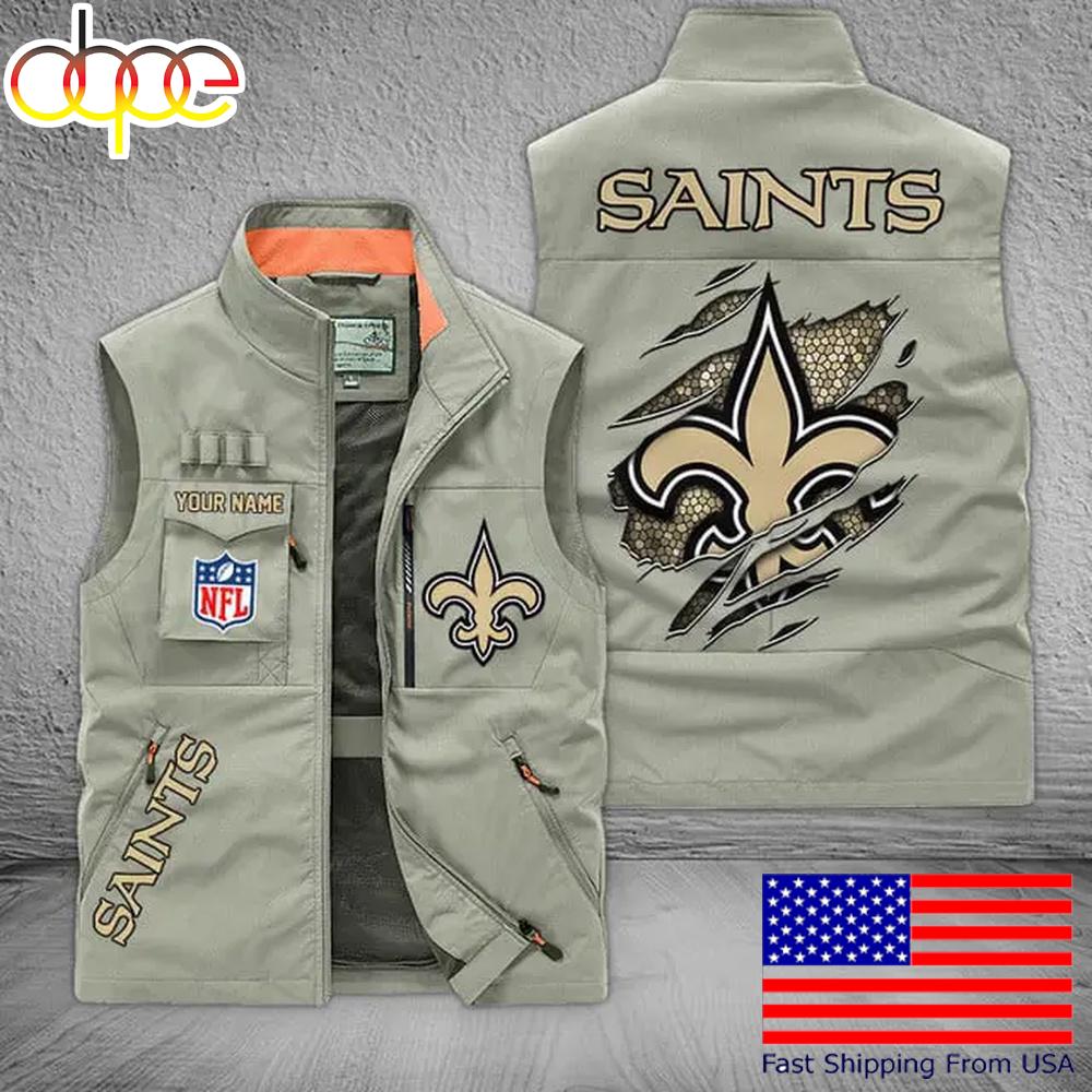 Sportswearmerch New Orleans Saints NFL On Back Personalized Pocket Vest For Fan