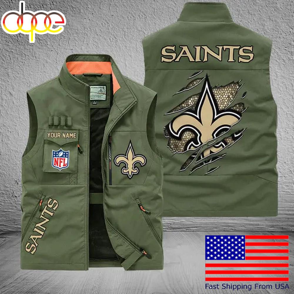 Sportswearmerch New Orleans Saints NFL On Back Personalized Pocket Vest For Fan