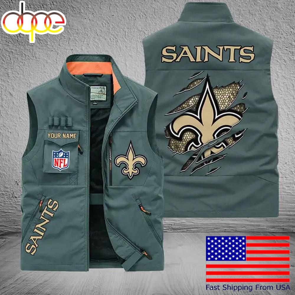 Sportswearmerch New Orleans Saints NFL On Back Personalized Pocket Vest For Fan