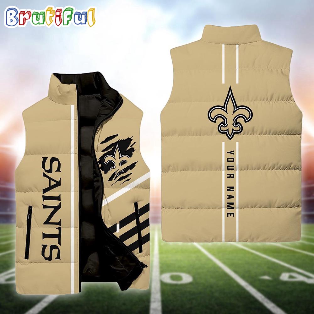 Sportswearmerch New Orleans Saints NFL Personalized Sleeveless Down Puffer Jacket For Fan