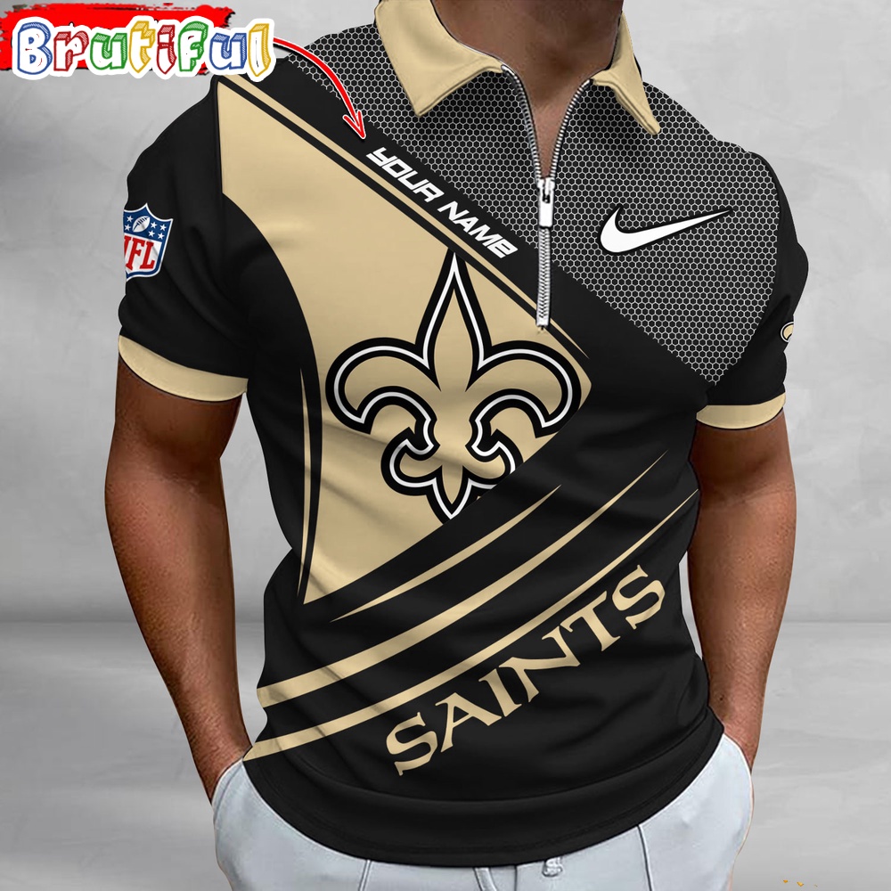 Sportswearmerch New Orleans Saints NFL Personalized Zip Polo Shirt For Fan