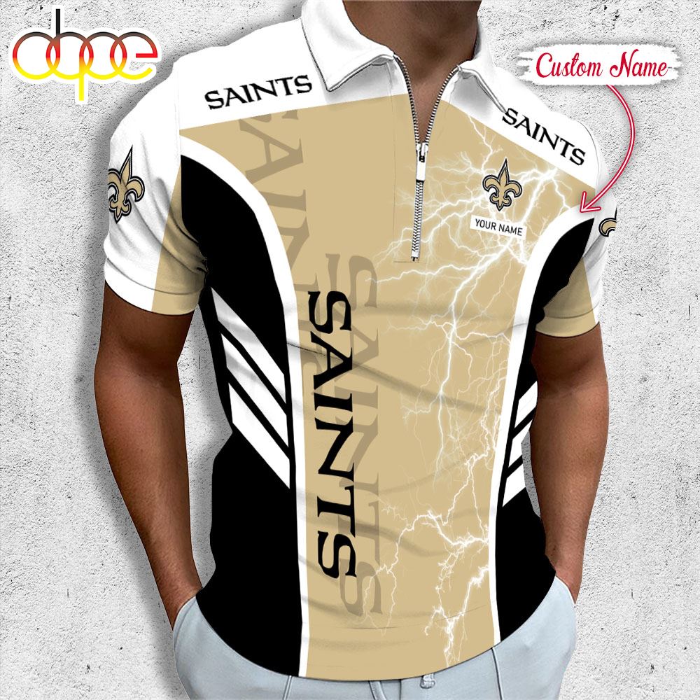 Sportswearmerch New Orleans Saints NFL Personalized Zip Polo Shirt For Fan