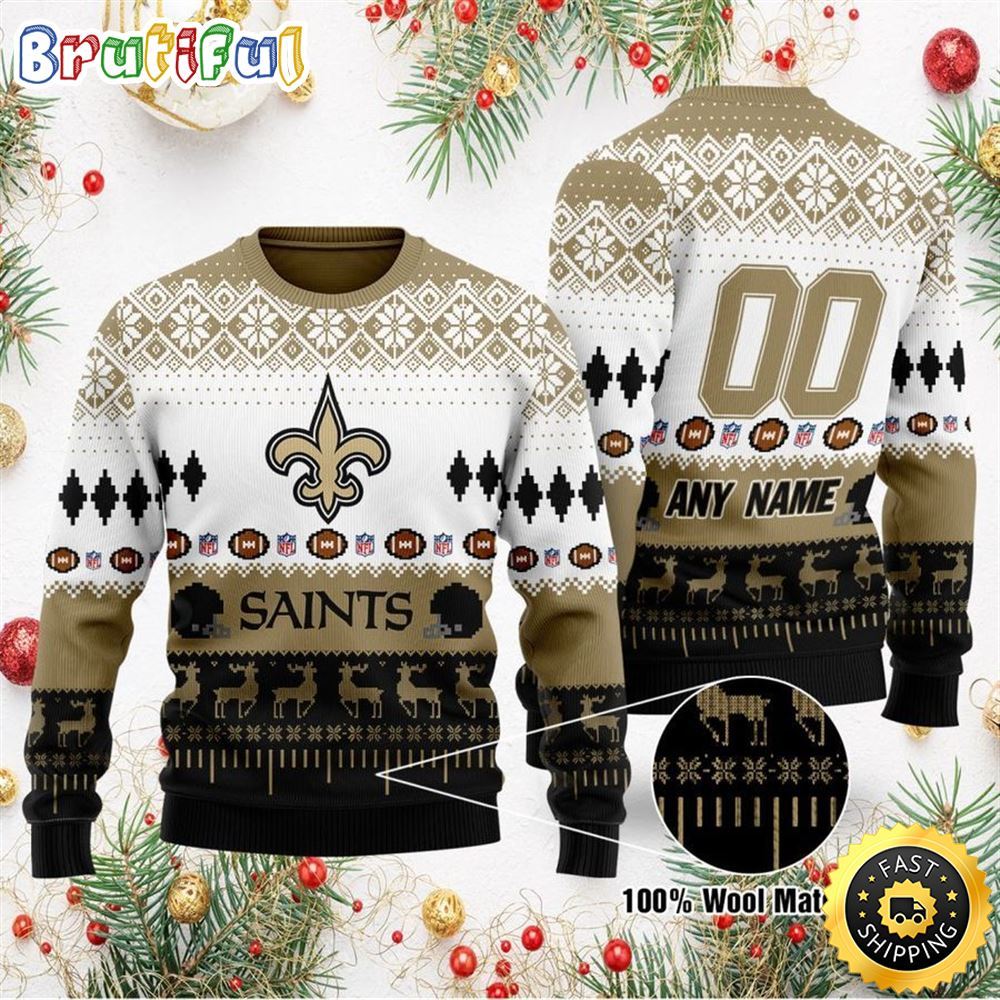 Sportswearmerch New Orleans Saints NFL Playing Field Personalized Christmas Sweater For Fan
