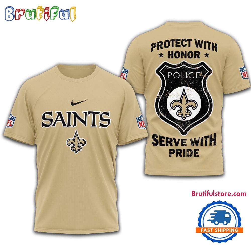 Sportswearmerch New Orleans Saints NFL Protech With Honor Police Serve T-Shirt For Fan