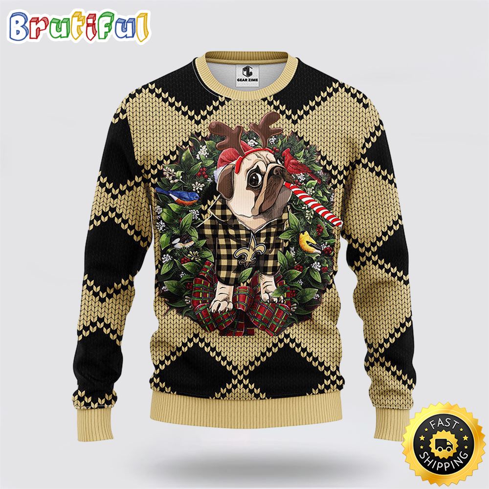 Sportswearmerch New Orleans Saints NFL Pub Dog Ugly Christmas Sweater For Fan