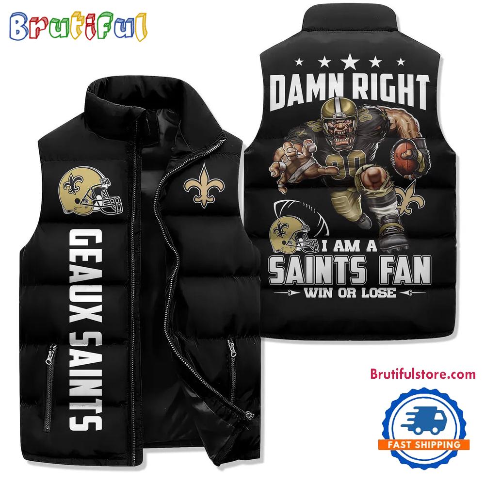 Sportswearmerch New Orleans Saints NFL Sleeveless Puffer Jacket For Fan