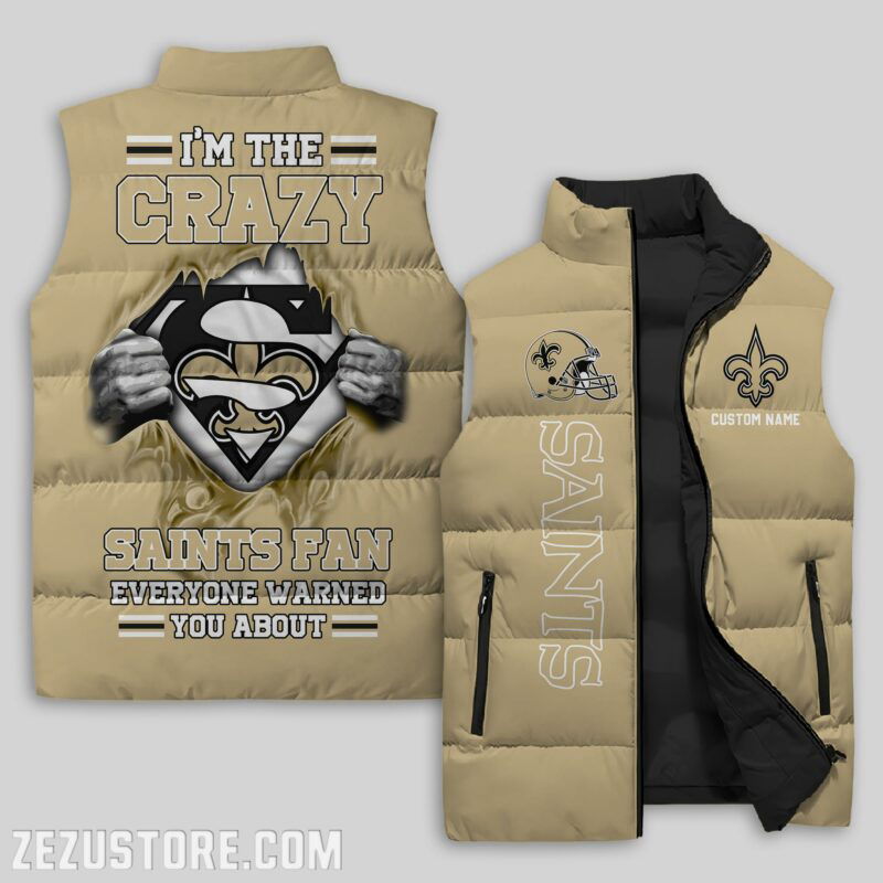 Sportswearmerch New Orleans Saints NFL Sleeveless Puffer Jacket For Fans