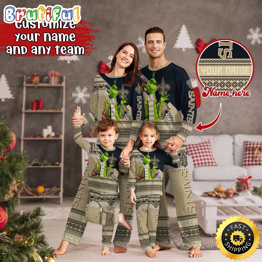 Sportswearmerch New Orleans Saints NFL Sports Personalized Pajamas Family For Fan