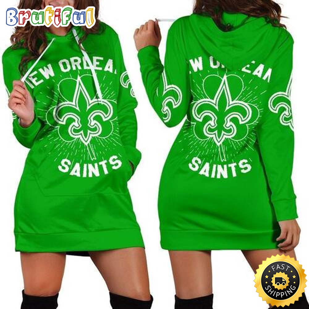 Sportswearmerch New Orleans Saints NFL St Patricks Day Hoodie Dress For Fan