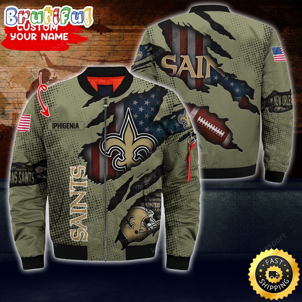 Sportswearmerch New Orleans Saints NFL x Iconic Bomber Look Personalized Bomber Jacket For Fan
