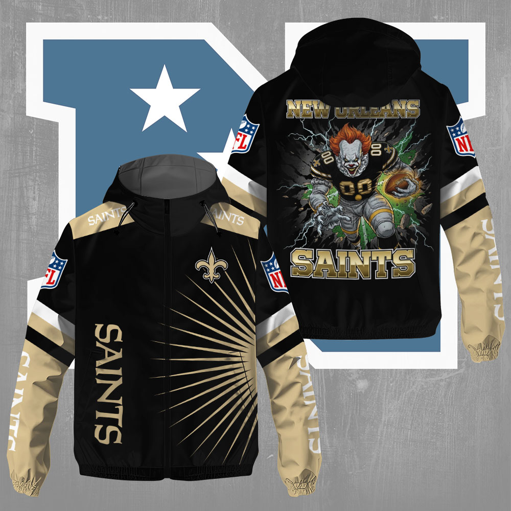 Sportswearmerch New Orleans Saints NFL x Pennywise Windbreaker Jacket For Fan
