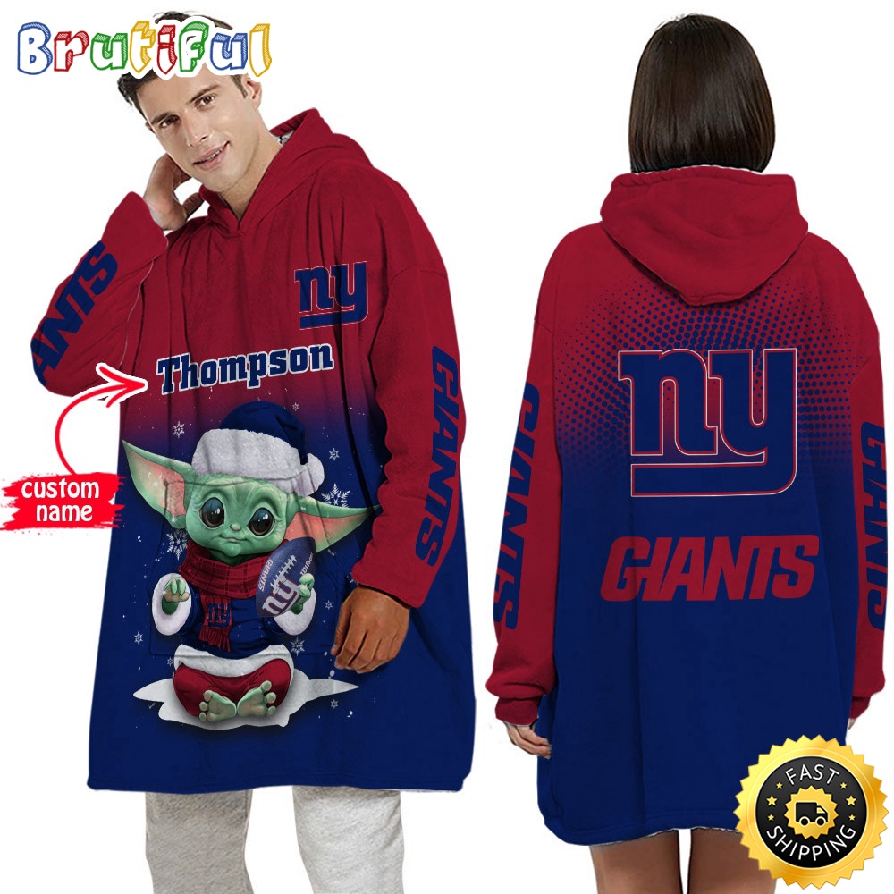 Sportswearmerch New York Giants NFL Baby Yoda Lover Personalized Blaket Hoodie For Fan