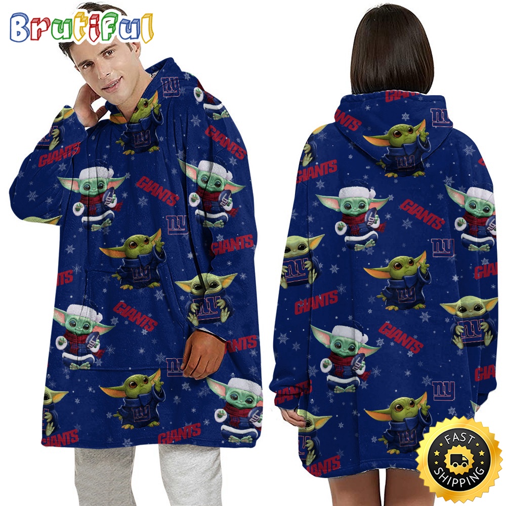 Sportswearmerch New York Giants NFL Baby Yoda Personalized Blaket Hoodie For Fan