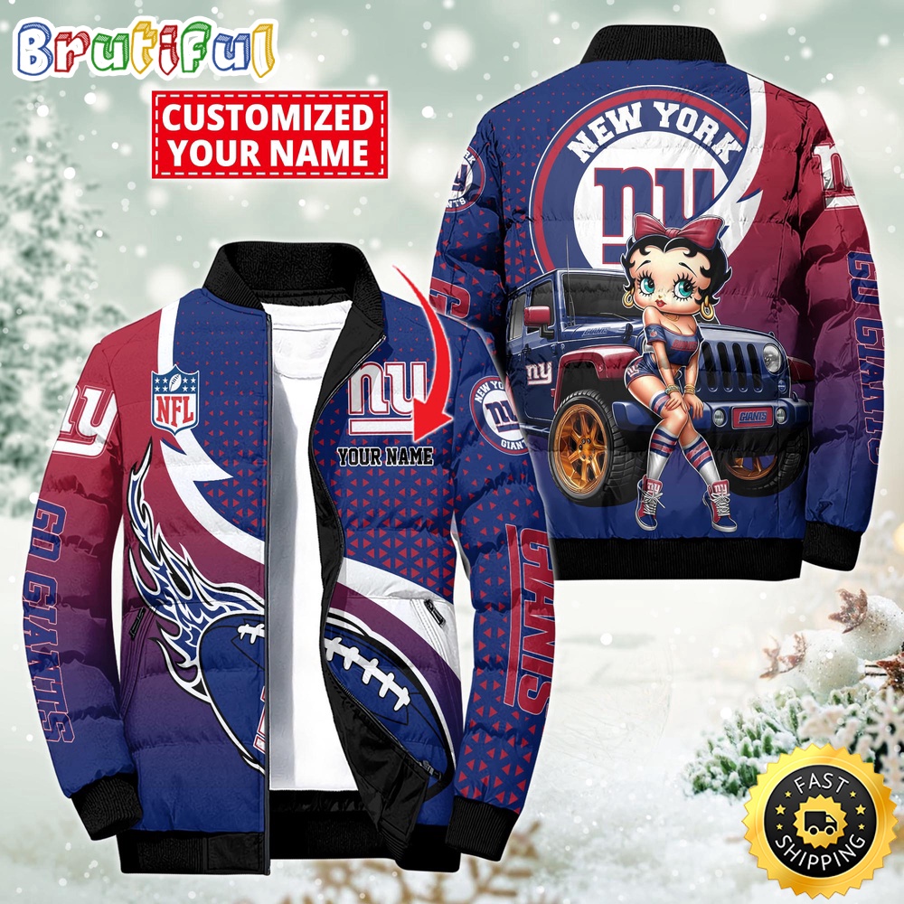 Sportswearmerch New York Giants NFL Betty Boop Puffer Jacket For Fan