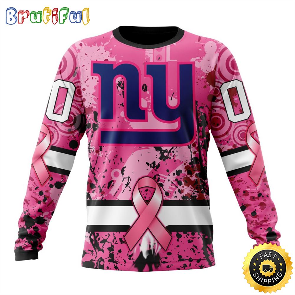 Sportswearmerch New York Giants NFL Crewneck Breast Cancer Personalized Sweater For Fan