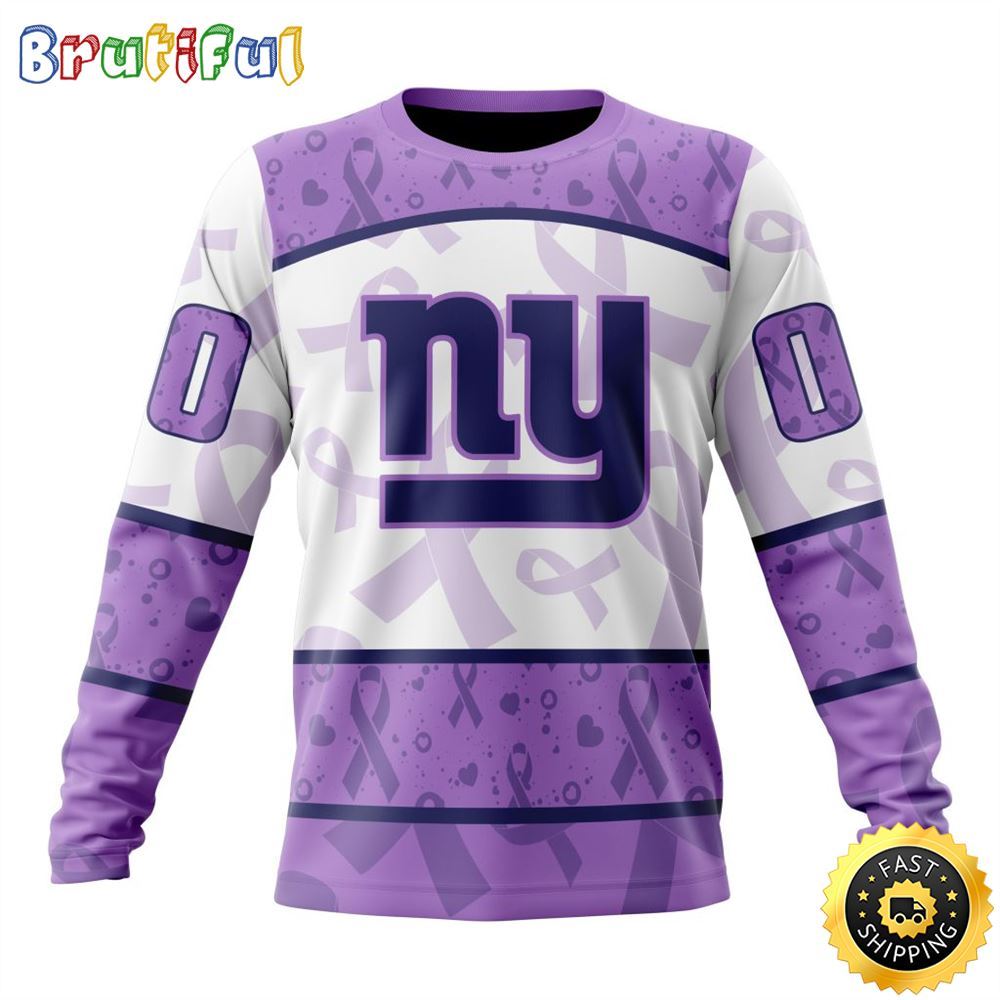 Sportswearmerch New York Giants NFL Crewneck Lavender Fights Cancer Personalized Sweater For Fan