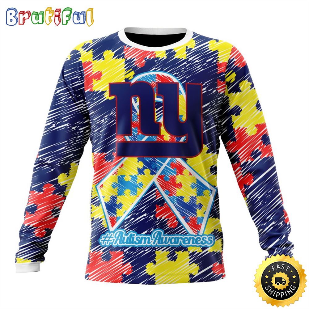 Sportswearmerch New York Giants NFL Crewneck Puzzle Autism Awareness Personalized Sweater For Fan