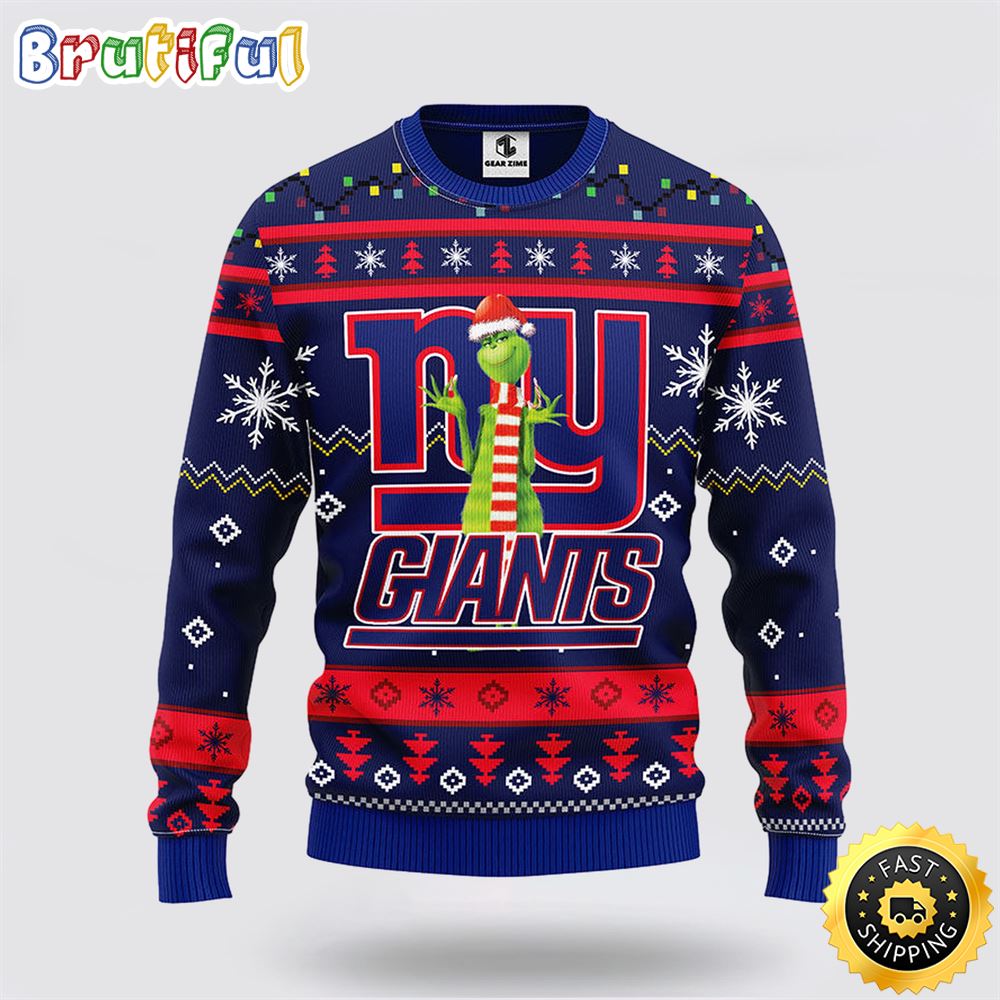 Sportswearmerch New York Giants NFL Funny Grinch Ugly Christmas Sweater For Fan