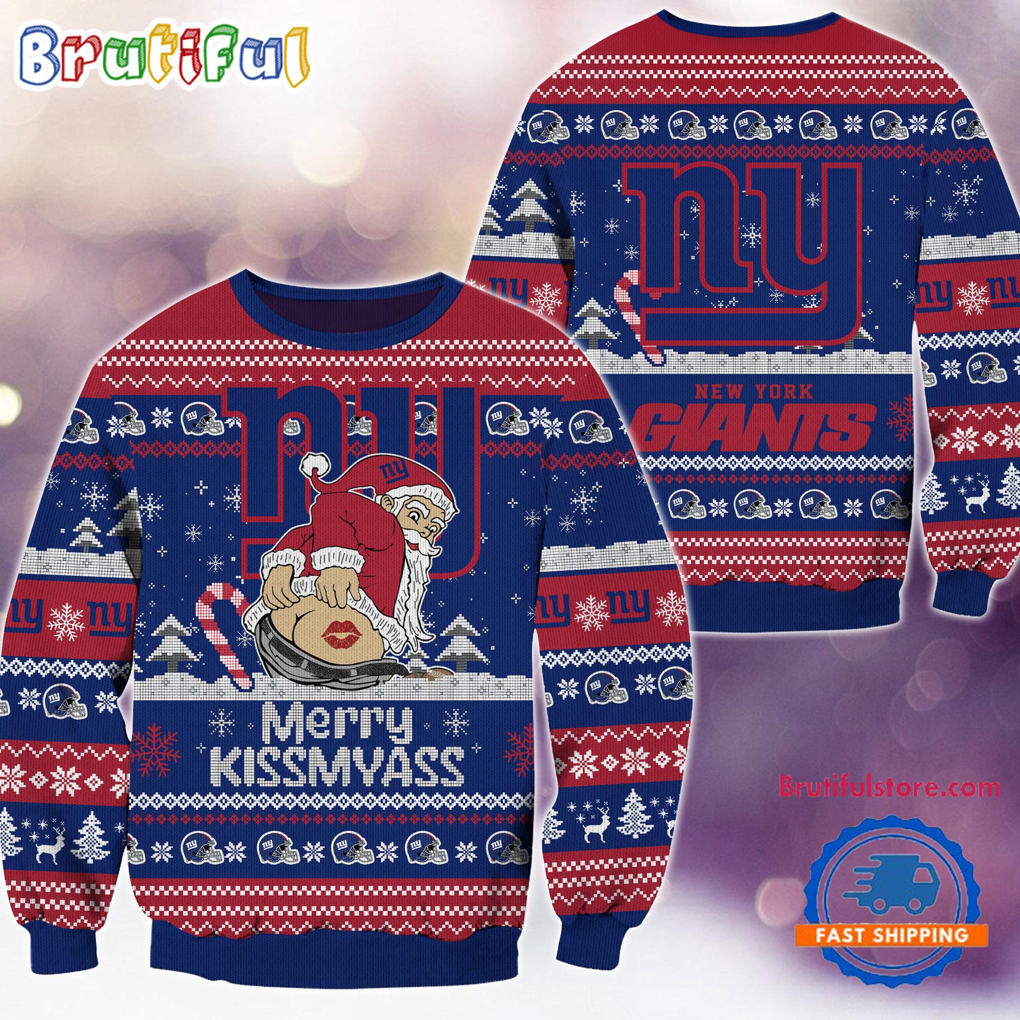 Sportswearmerch New York Giants NFL Funny Santa Claus Christmas Sweater For Fan