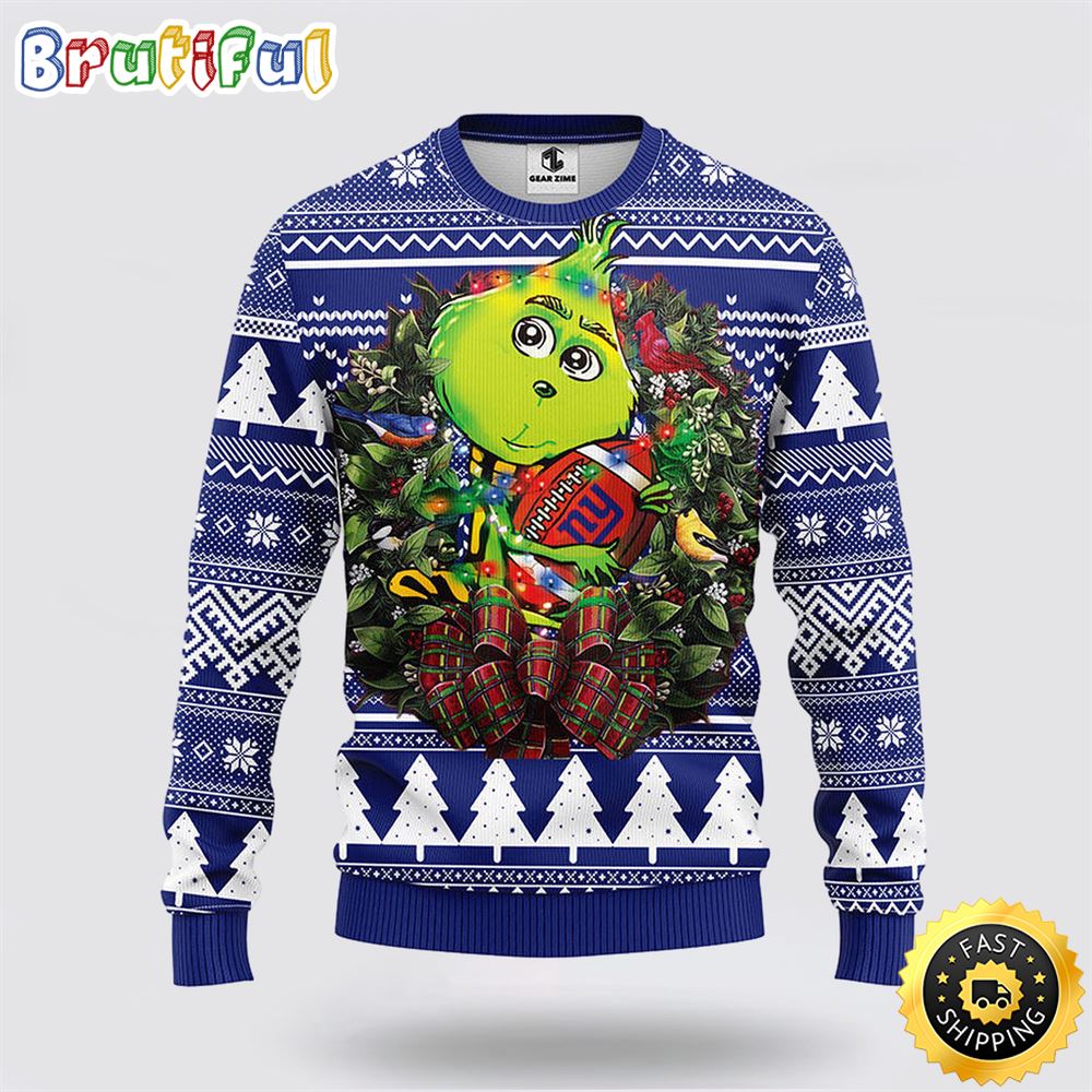 Sportswearmerch New York Giants NFL Grinch Hug Ugly Christmas Sweater For Fan