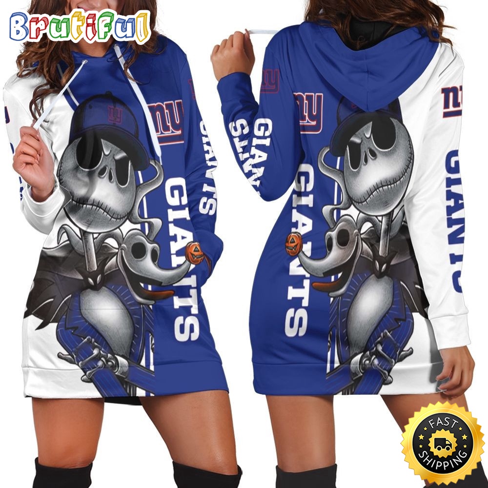 Sportswearmerch New York Giants NFL Jack Skellington And Zero Hoodie Dress For Fan
