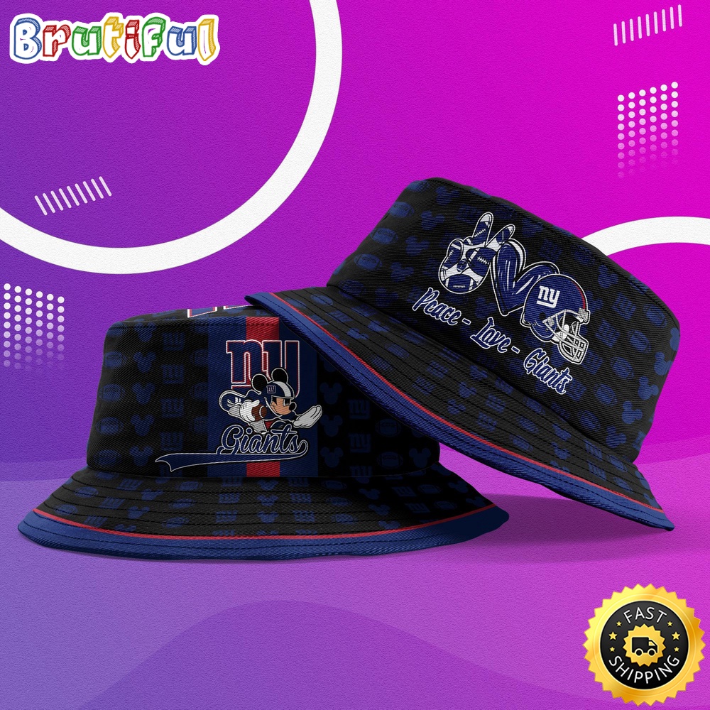 Sportswearmerch New York Giants NFL Mickey Mouse Personalized Bucket Hat For Fan