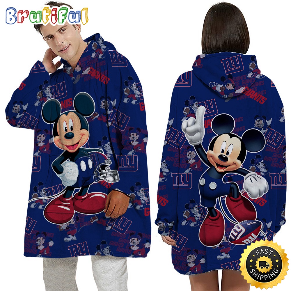 Sportswearmerch New York Giants NFL Mouse Lover Personalized Blaket Hoodie For Fan