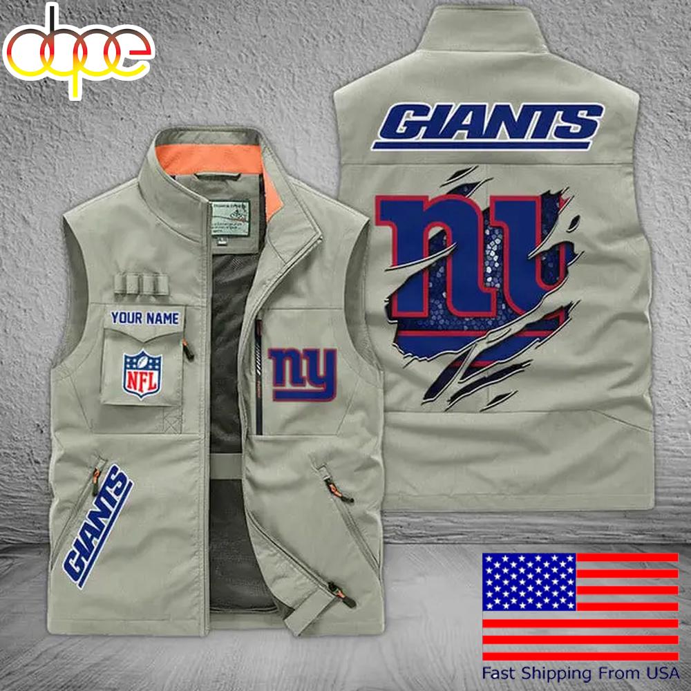 Sportswearmerch New York Giants NFL On Back Personalized Pocket Vest For Fan