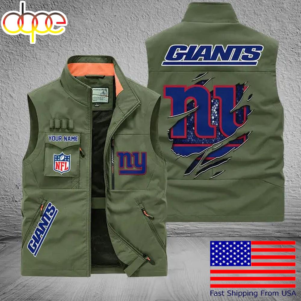 Sportswearmerch New York Giants NFL On Back Personalized Pocket Vest For Fan