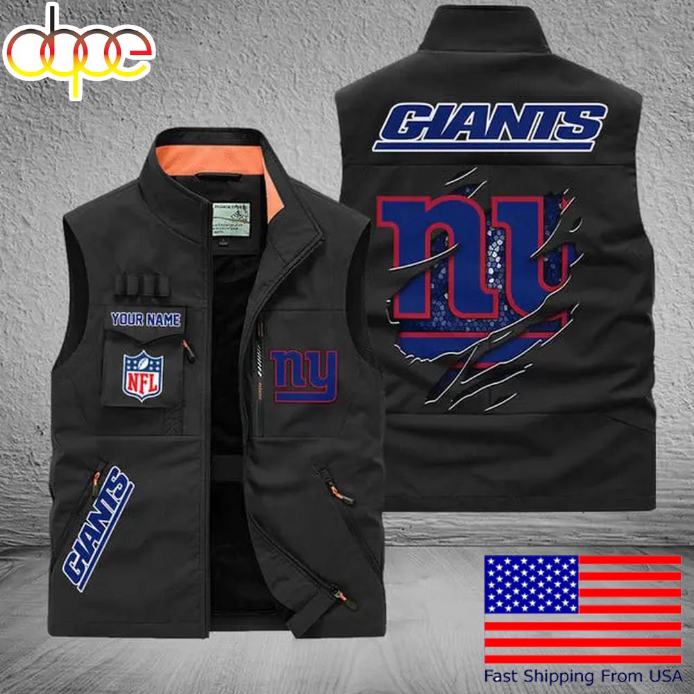 Sportswearmerch New York Giants NFL On Back Personalized Pocket Vest For Fan