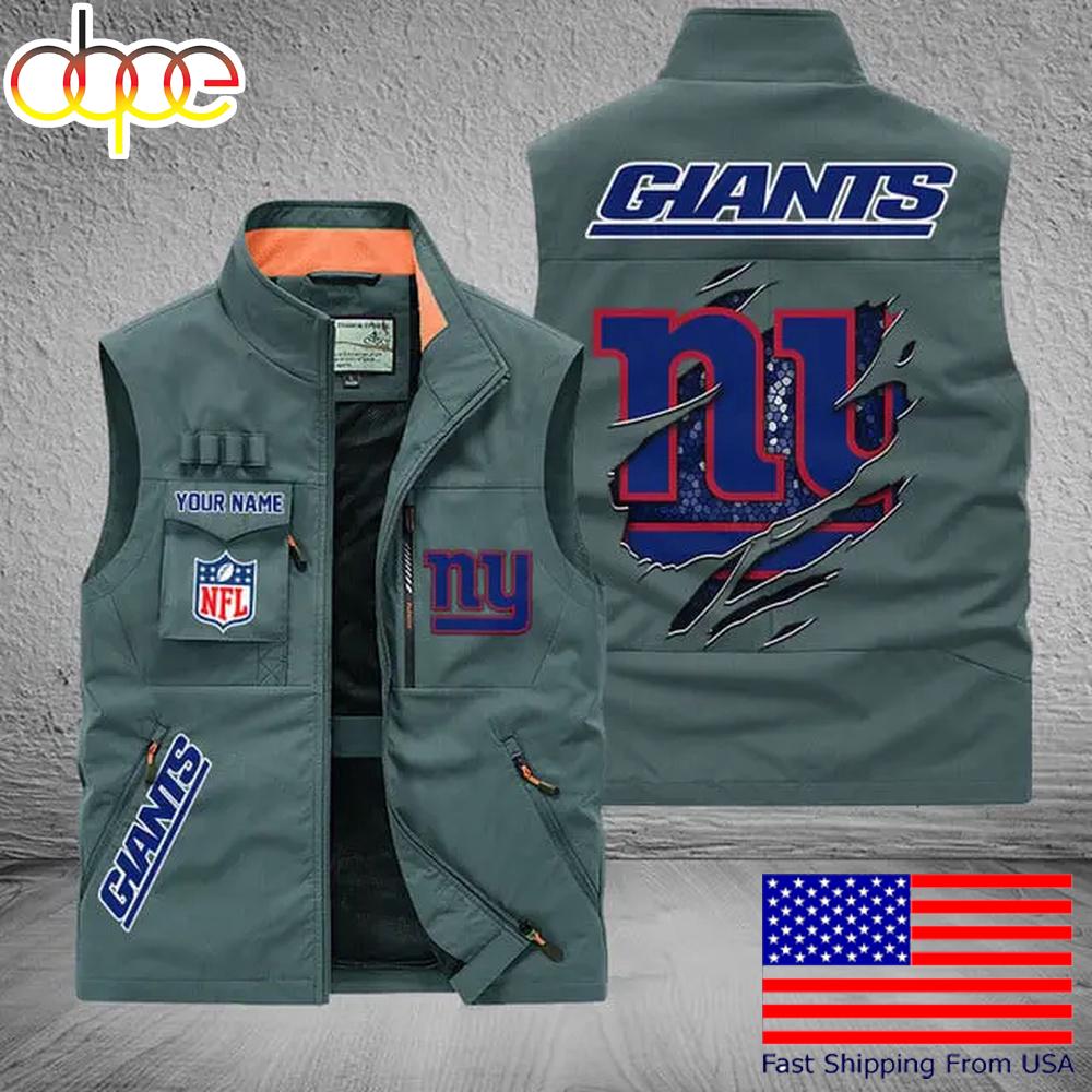 Sportswearmerch New York Giants NFL On Back Personalized Pocket Vest For Fan