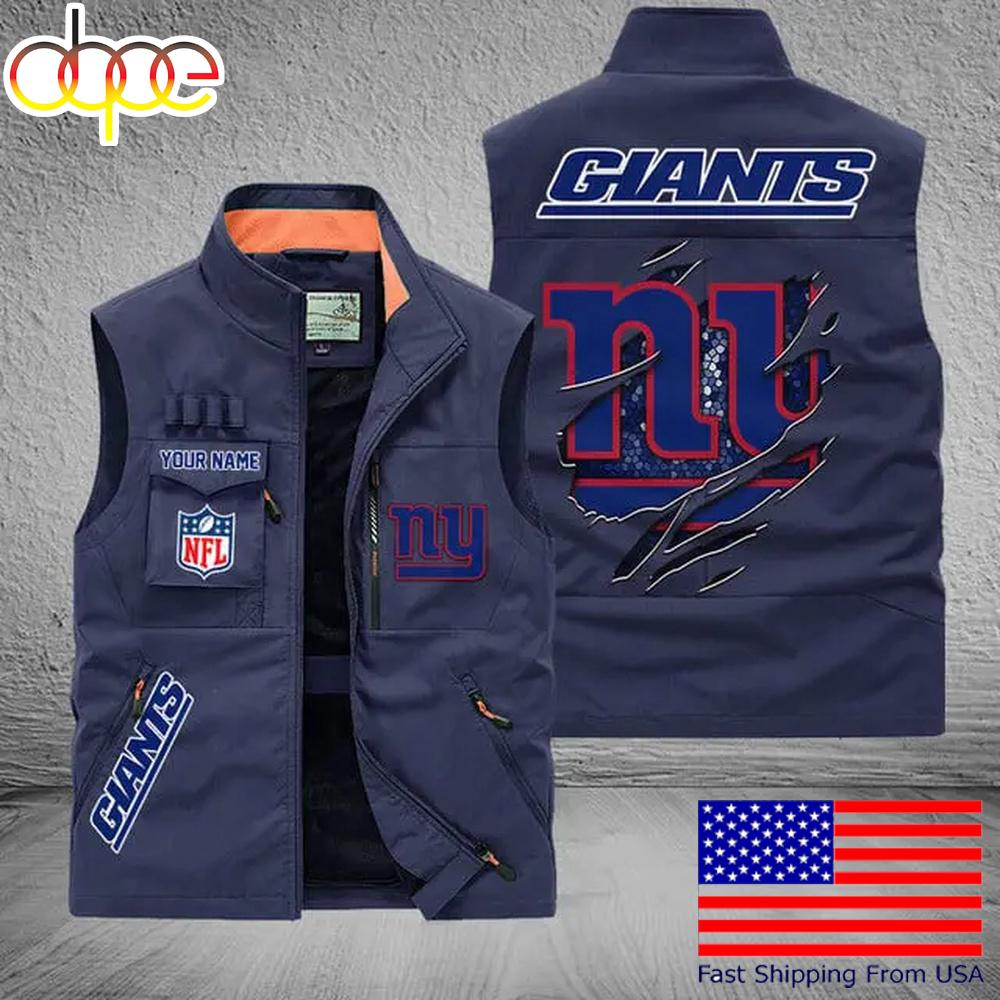 Sportswearmerch New York Giants NFL On Back Personalized Pocket Vest For Fan