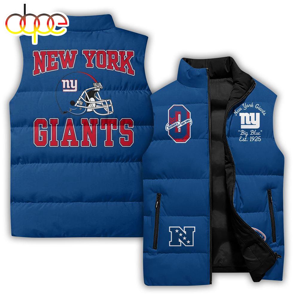 Sportswearmerch New York Giants NFL Ovo Full-Snap Personalized Sleeveless Puffer Jacket For Fan
