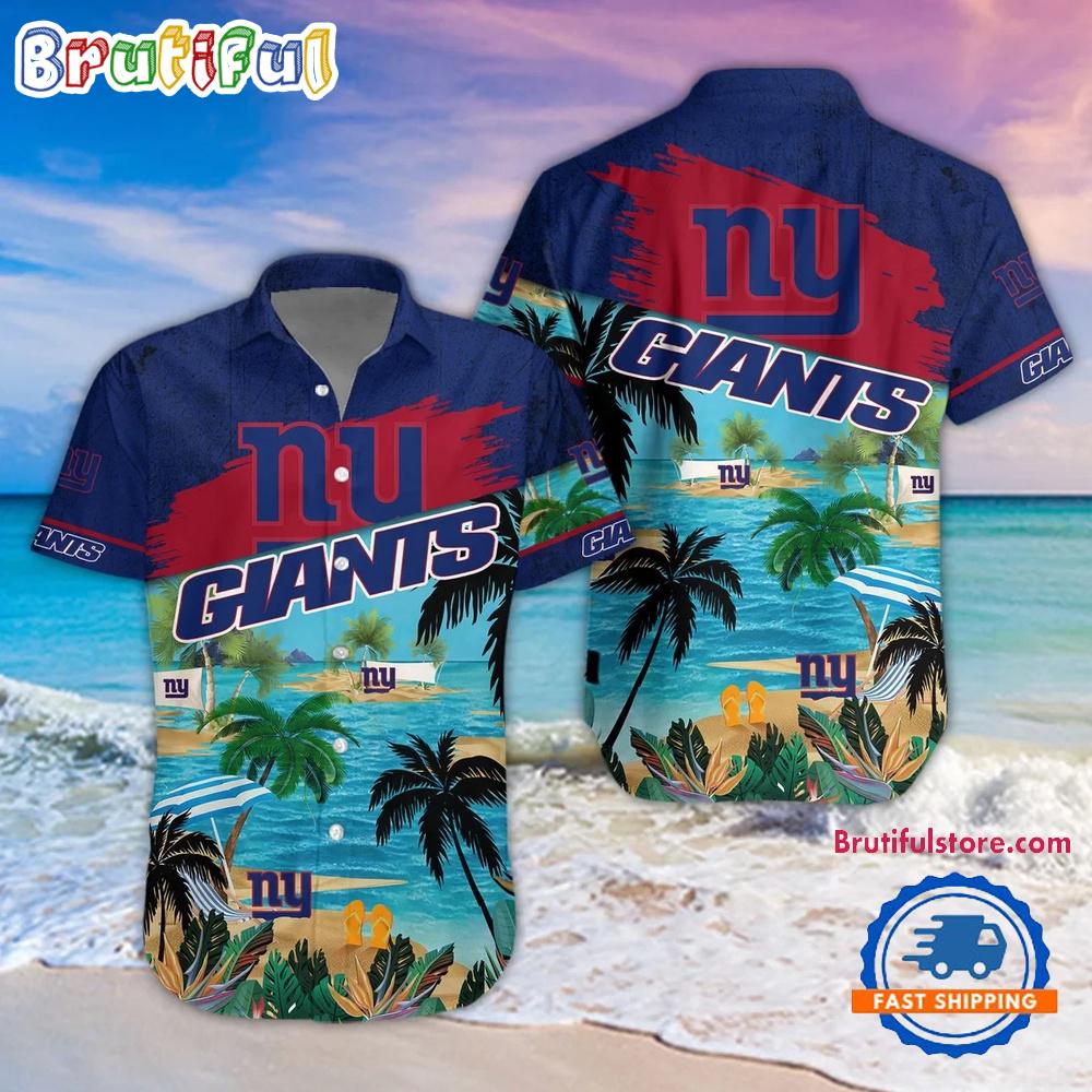 Sportswearmerch New York Giants NFL Palm Tree Summer Beach Personalized Hawaiian Shirt For Fan
