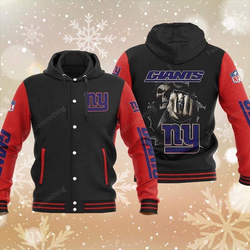 Sportswearmerch New York Giants NFL Personalized Hooded Baseball Jacket For Fan
