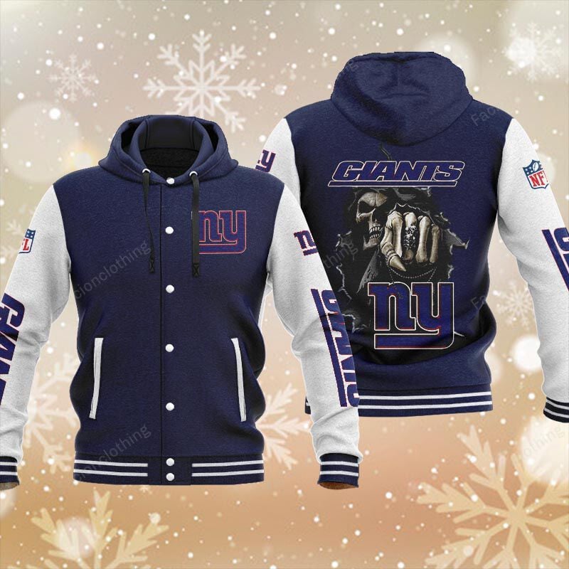 Sportswearmerch New York Giants NFL Personalized Hooded Baseball Jacket For Fan