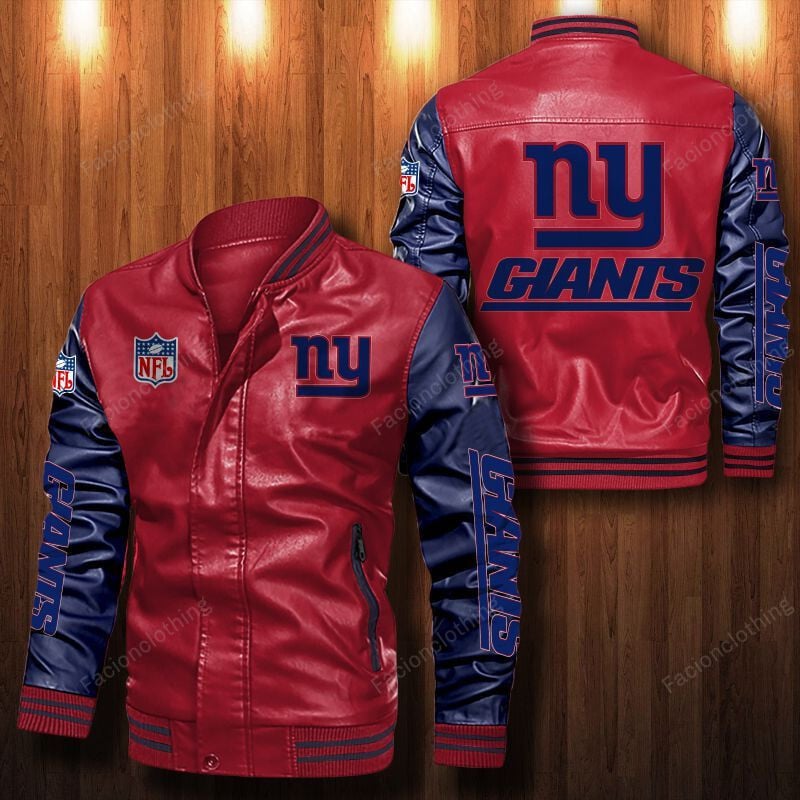 Sportswearmerch New York Giants NFL Personalized Leather Bomber For Fan