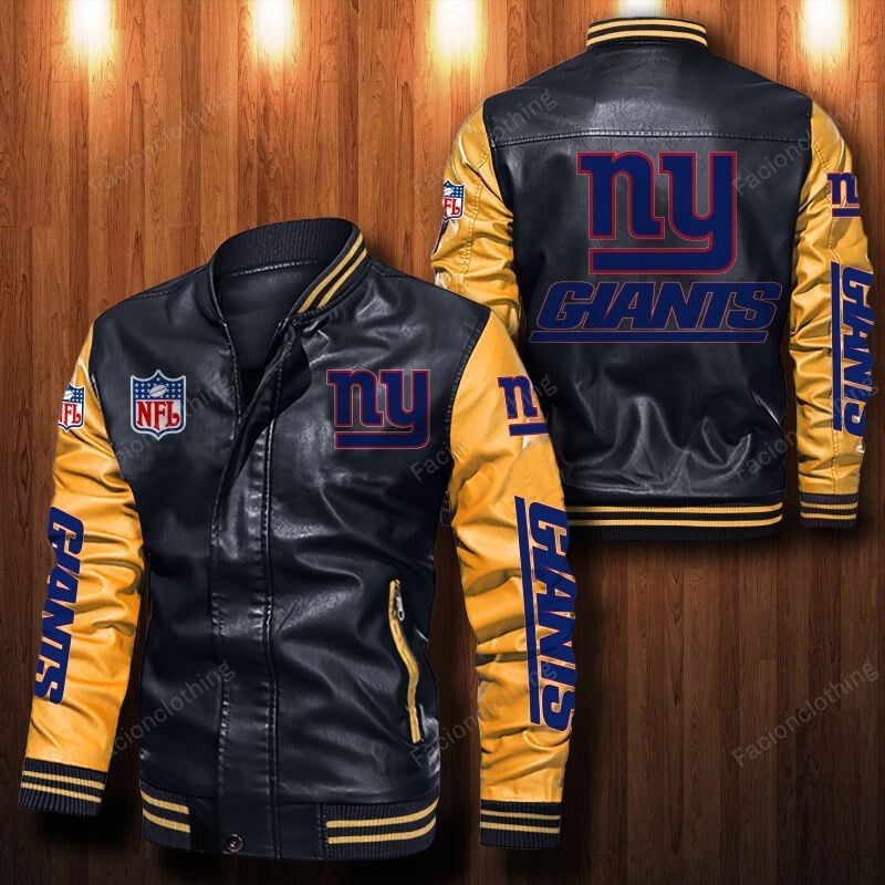 Sportswearmerch New York Giants NFL Personalized Leather Bomber For Fan