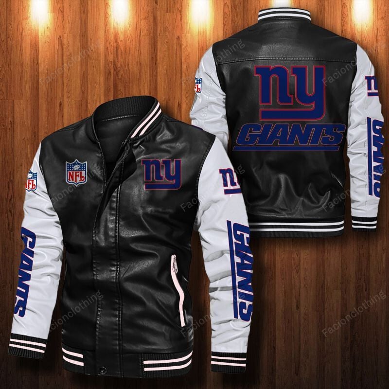 Sportswearmerch New York Giants NFL Personalized Leather Bomber For Fan