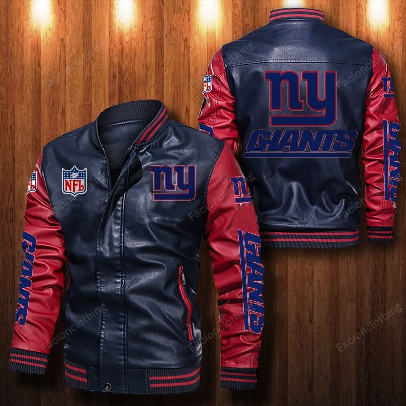 Sportswearmerch New York Giants NFL Personalized Leather Bomber For Fan