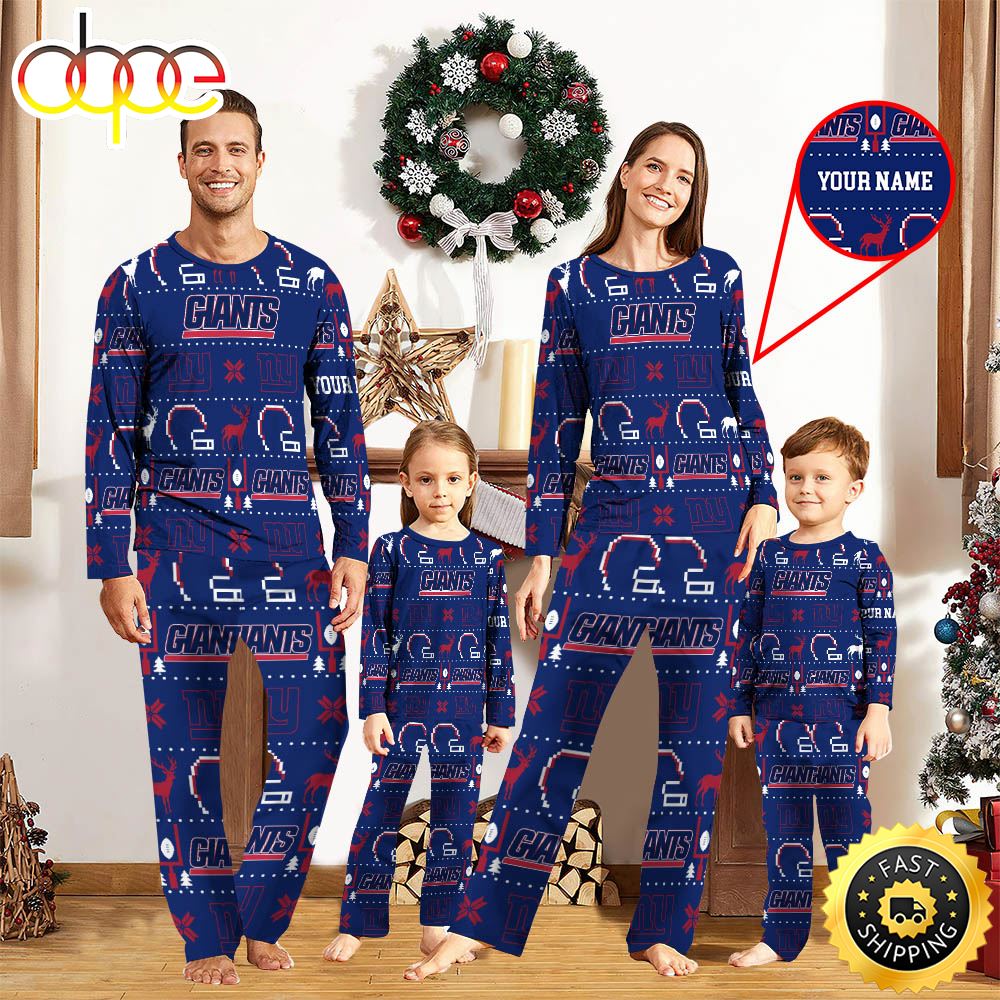 Sportswearmerch New York Giants NFL Personalized Pajamas Family For Fan