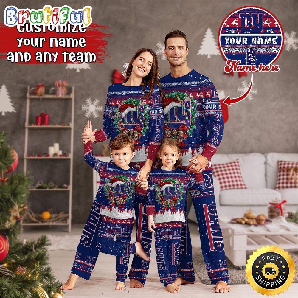 Sportswearmerch New York Giants NFL Personalized Pajamas Family For Fan