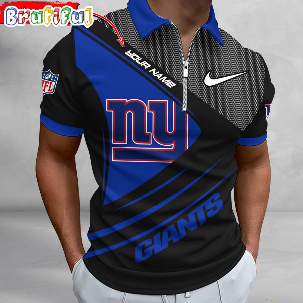 Sportswearmerch New York Giants NFL Personalized Zip Polo Shirt For Fan
