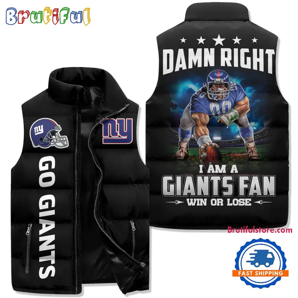 Sportswearmerch New York Giants NFL Sleeveless Puffer Jacket For Fan