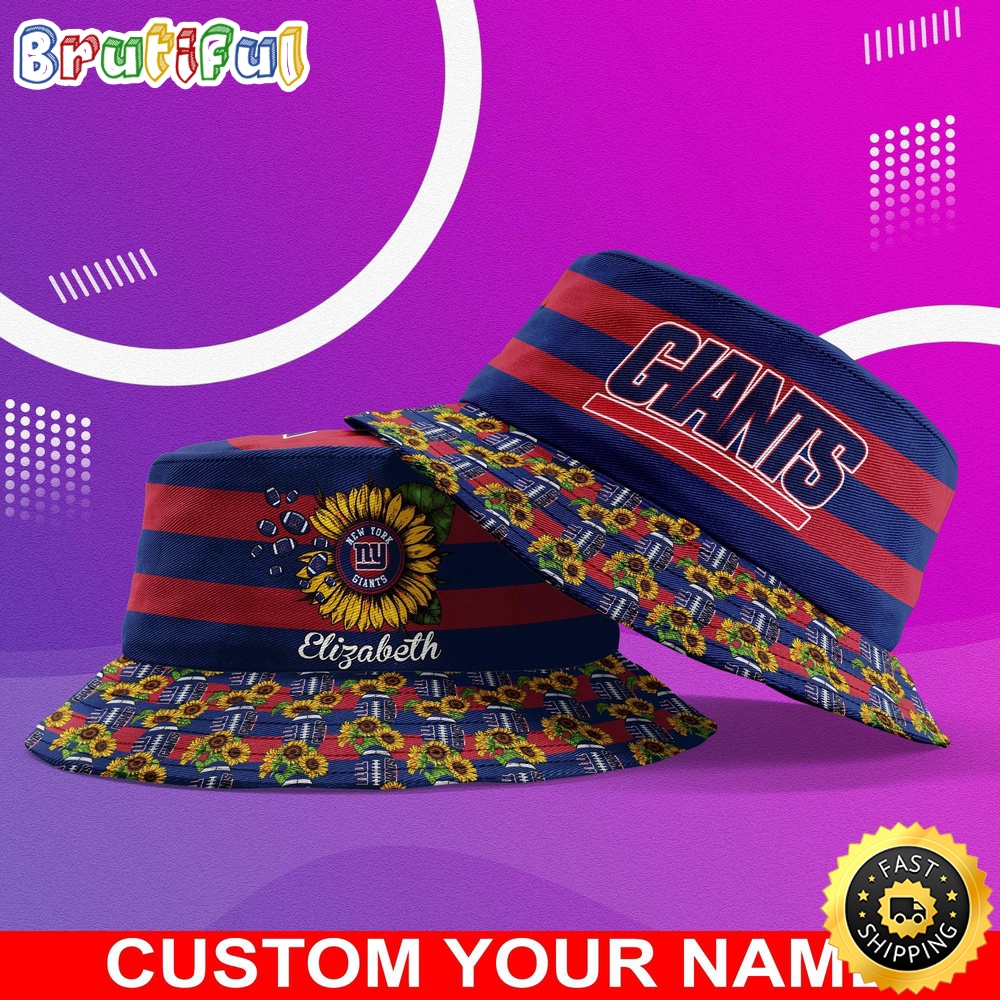 Sportswearmerch New York Giants NFL Sunflower Personalized Bucket Hat For Fan