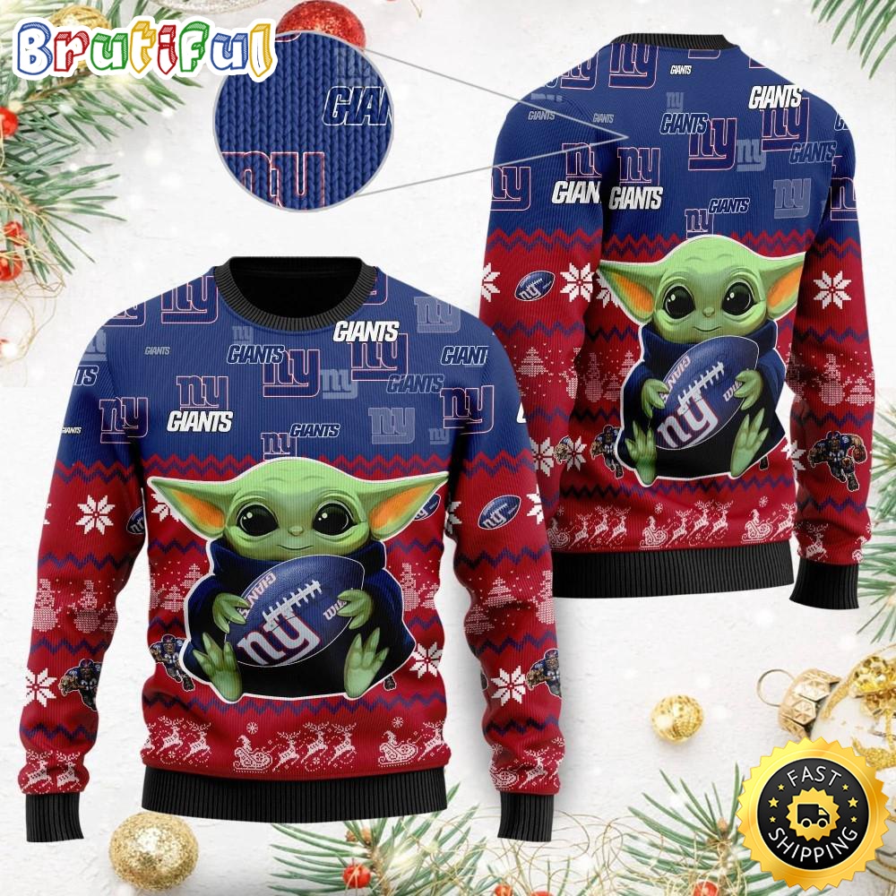 Sportswearmerch New York Giants NFL Ugly Christmas Sweater Baby Yoda For Fan