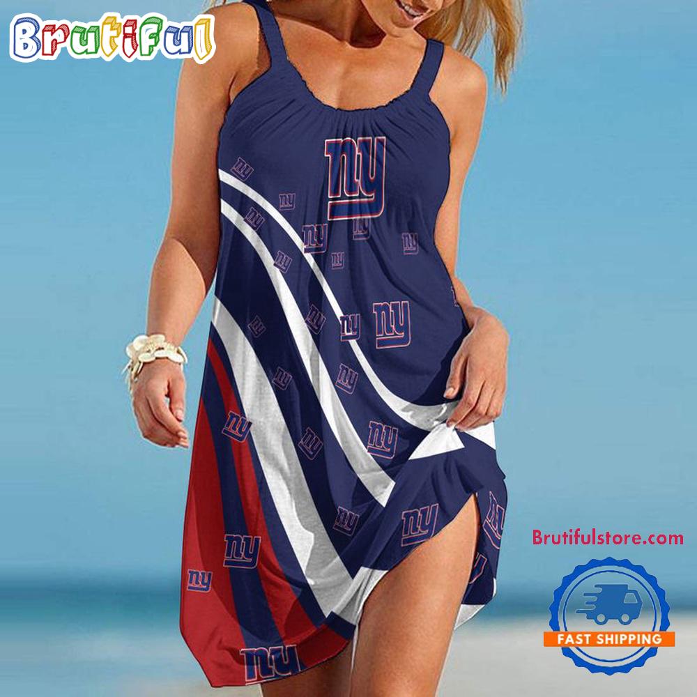 Sportswearmerch New York Giants NFL USA Independence Day Women's Summer Beach Dress For Fan