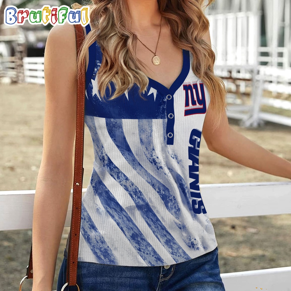 Sportswearmerch New York Giants NFL Women's V-Neck Ribbed Tank Top For Fan