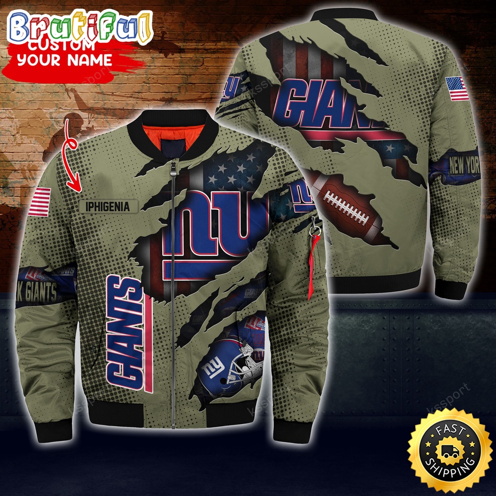 Sportswearmerch New York Giants NFL x Iconic Bomber Look Personalized Bomber Jacket For Fan
