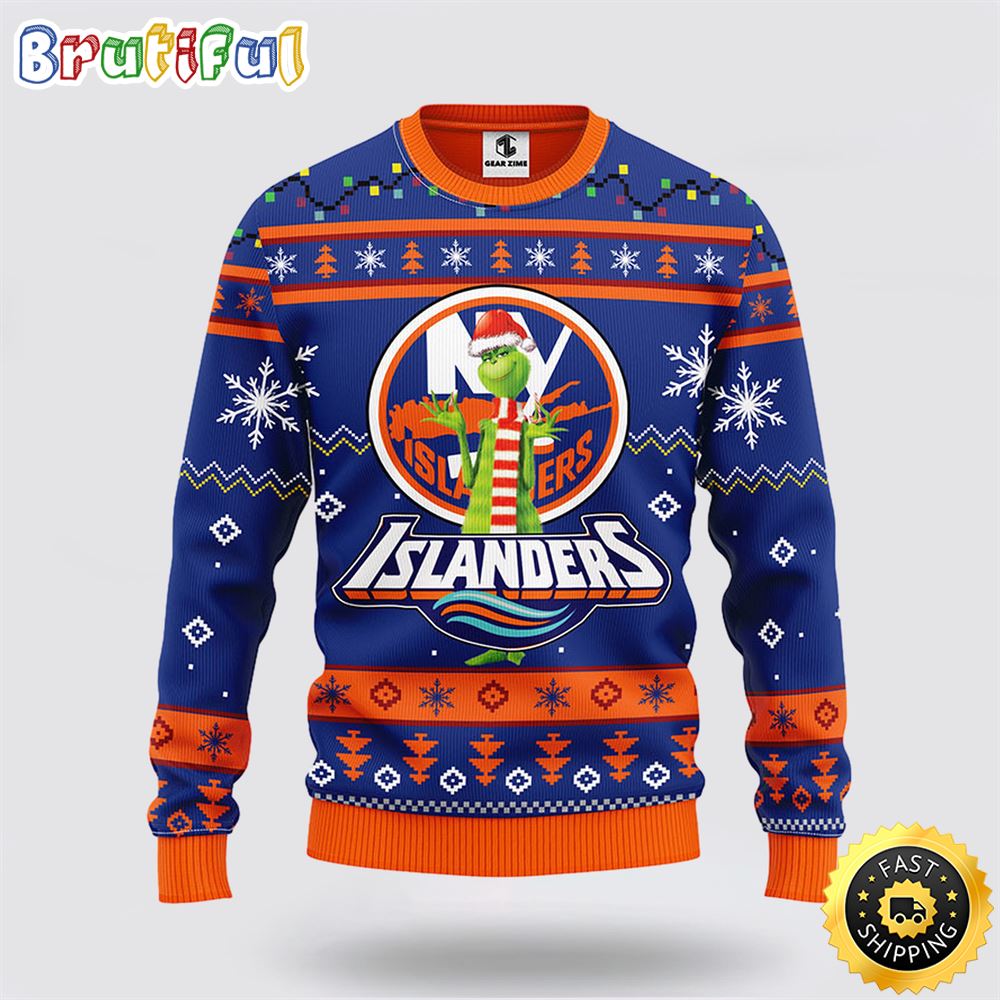 Sportswearmerch New York Islanders NHL Funny Grinch Ugly Christmas Sweater For Fan